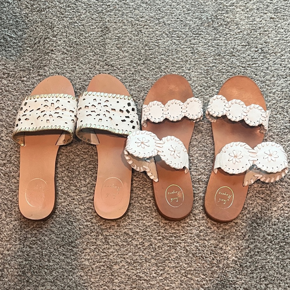 BUNDLE: Jack Rogers White Slide Sandals